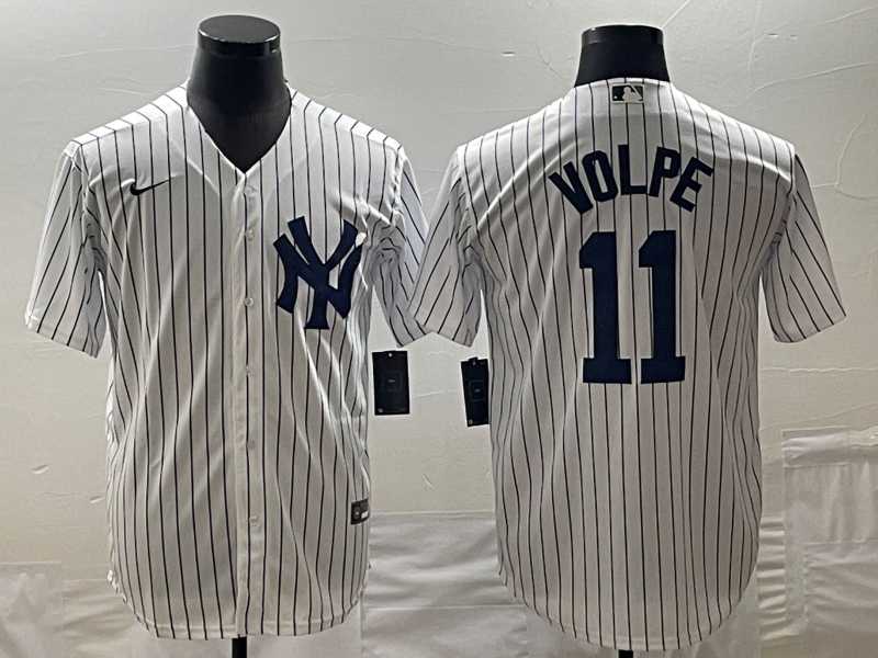 Men%27s New York Yankees #11 Anthony Volpe White Stitched MLB Cool Base Nike Jersey->new york yankees->MLB Jersey